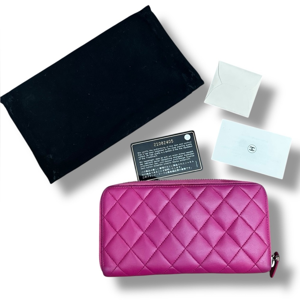 CHANEL Calfskin Matelasse CoCo Zip Around Wallet W/ COA - Picture 2 of 16